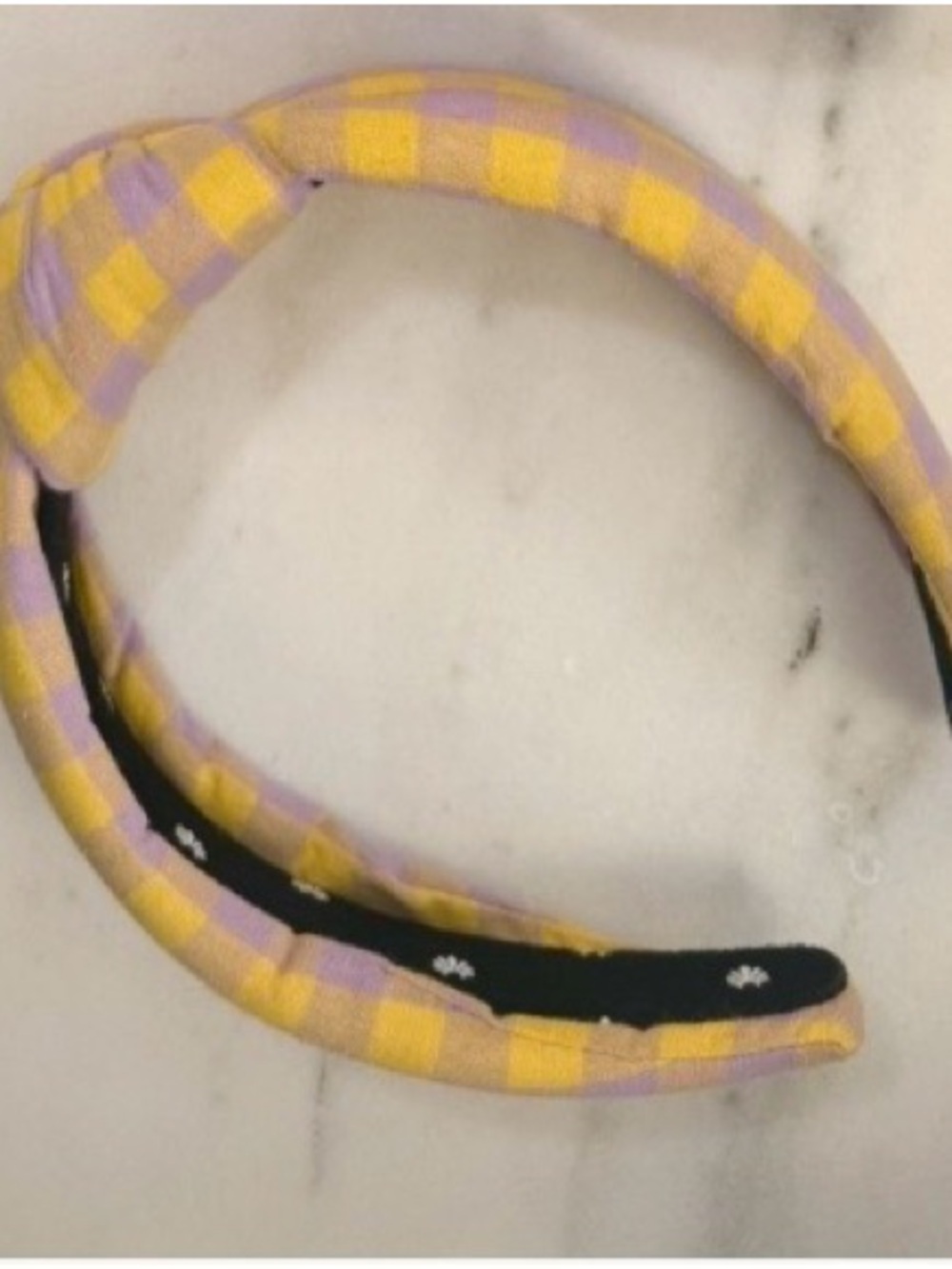 Lele Sadoughi Gingham Headband – Yellow & Lavender Check